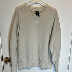 Adidas Cream Crewneck Sweater Soft Ribbed Design